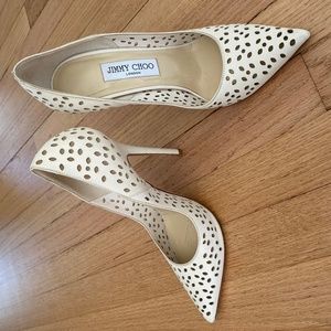 White Anouk 120 Perforated Nappa Leather Heels